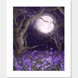 Moonlight and Purple Forest Gardens Posters and Art